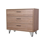 Oak-colored three-drawer cabinet