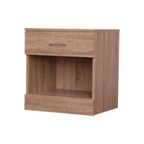 Oak color one drawer bedside table