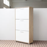 White three-door shoe cabinet with large capacity